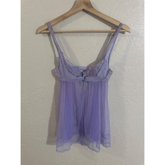 Victoria’s Secret Purple Semi Sheer Floral Twist Front Négligée - Picture 1 of 10